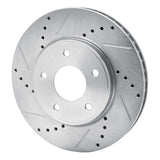 Dynamic Friction 2011-2025 Chevrolet City Express Front Left Drilled & Slotted Silver Brake Rotor by Dynamic Friction Company 631-67103L