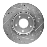 Dynamic Friction 2014-2023 Nissan Rogue Sport Front Left Drilled & Slotted Silver Brake Rotor by Dynamic Friction Company 631-67106L