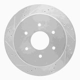 Dynamic Friction 2017-2024 Nissan Titan Rear Left Drilled & Slotted Silver Brake Rotor by Dynamic Friction Company 631-67110L