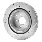 Dynamic Friction 2003-2008 Infiniti G35 Rear Left Drilled & Slotted Silver Brake Rotor by Dynamic Friction Company 631-68009L