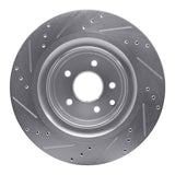 Dynamic Friction 2008-2025 Infiniti Q60 Rear Right Drilled & Slotted Silver Brake Rotor by Dynamic Friction Company 631-68013R