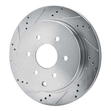Dynamic Friction 2010-2024 Infiniti QX80 Rear Left Drilled & Slotted Silver Brake Rotor by Dynamic Friction Company 631-68017L