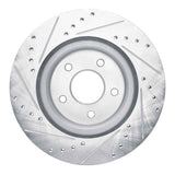 Dynamic Friction 2019-2024 Infiniti QX50 Rear Right Drilled & Slotted Silver Brake Rotor by Dynamic Friction Company 631-68019R