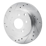Dynamic Friction 2006-2012 Mitsubishi Galant Rear Left Drilled & Slotted Silver Brake Rotor by Dynamic Friction Company 631-72040L