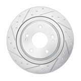 Dynamic Friction 2013-2025 Mitsubishi RVR (Canada) Rear Left Drilled & Slotted Silver Brake Rotor by Dynamic Friction Company 631-72063L