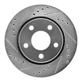 R1 Concepts 1985-1991 Audi 200 Quattro Rear Left Drilled & Slotted Silver Brake Rotor