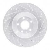 Dynamic Friction 2004-2018 Audi S8 Rear Left Drilled & Slotted Silver Brake Rotor by Dynamic Friction Company 631-73046L