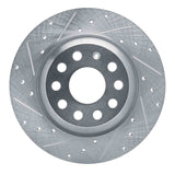 Dynamic Friction 2016-2025 Audi Q3 Rear Left Drilled & Slotted Silver Brake Rotor by Dynamic Friction Company 631-73082L