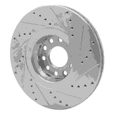 Dynamic Friction 2002-2005 Volkswagen Passat (USA/Canada) Front Left Drilled & Slotted Silver Brake Rotor by Dynamic Friction Company 631-74024L