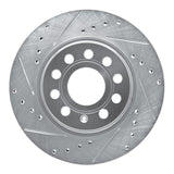 Dynamic Friction 2005-2015 Volkswagen Bora (Mexico)/Jetta Sedan Front Left Drilled & Slotted Silver Brake Rotor by Dynamic Friction Company 631-74032L