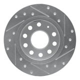 Dynamic Friction 2010-2019 Audi A3 Rear Left Drilled & Slotted Silver Brake Rotor by Dynamic Friction Company 631-74033L