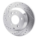 Dynamic Friction 2003-2018 Audi Q7 Rear Left Drilled & Slotted Silver Brake Rotor by Dynamic Friction Company 631-74048L
