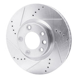 Dynamic Friction 2011-2018 Porsche Cayenne Right Front Drilled & Slotted Silver Brake Rotor by Dynamic Friction Company 631-74056D