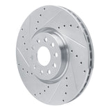 Dynamic Friction 2018-2025 Volkswagen Atlas/Atlas Cross Sport Front Left Drilled & Slotted Silver Brake Rotor by Dynamic Friction Company 631-74058L