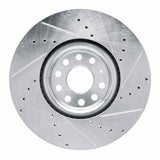 Dynamic Friction 2018-2025 Volkswagen Atlas/Atlas Cross Sport Front Left Drilled & Slotted Silver Brake Rotor by Dynamic Friction Company 631-74058L