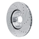 Dynamic Friction 2018-2025 Volkswagen Atlas/Atlas Cross Sport Front Left Drilled & Slotted Silver Brake Rotor by Dynamic Friction Company 631-74058L