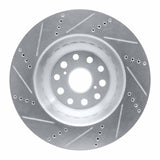 Dynamic Friction 2007-2023 Lexus LS600h Left Front Drilled & Slotted Silver Brake Rotor by Dynamic Friction Company 631-75019D
