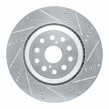 Dynamic Friction 2007-2023 Lexus LS600h Left Front Drilled & Slotted Silver Brake Rotor by Dynamic Friction Company 631-75019D