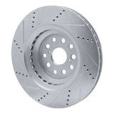Dynamic Friction 2007-2023 Lexus LS600h Left Front Drilled & Slotted Silver Brake Rotor by Dynamic Friction Company 631-75019D
