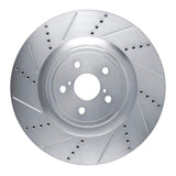 Dynamic Friction 2015-2022 Lexus GS F Left Front Drilled & Slotted Silver Brake Rotor by Dynamic Friction Company 631-75038D