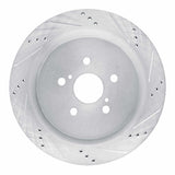 Dynamic Friction 2016-2022 Lexus RX450h Rear Right Drilled & Slotted Silver Brake Rotor by Dynamic Friction Company 631-75042R