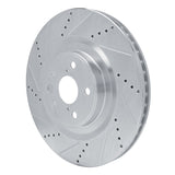 Dynamic Friction 2013-2025 Lexus RC200T Left Front Drilled & Slotted Silver Brake Rotor by Dynamic Friction Company 631-75058D