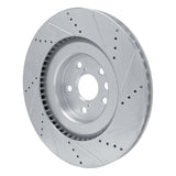 Dynamic Friction 2013-2025 Lexus RC200T Left Front Drilled & Slotted Silver Brake Rotor by Dynamic Friction Company 631-75058D