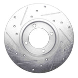 R1 Concepts 1979-1981 Toyota Celica Front Right Drilled & Slotted Silver Brake Rotor
