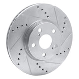 Dynamic Friction 2008-2019 Pontiac Vibe Front Right Drilled & Slotted Silver Brake Rotor by Dynamic Friction Company 631-76081R