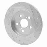 Dynamic Friction 2009-2024 Lexus CT200H Rear Left Drilled & Slotted Silver Brake Rotor by Dynamic Friction Company 631-76083L