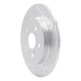 Dynamic Friction 2009-2024 Lexus CT200H Rear Right Drilled & Slotted Silver Brake Rotor by Dynamic Friction Company 631-76083R