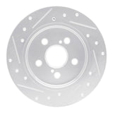 Dynamic Friction 2009-2024 Lexus CT200H Rear Right Drilled & Slotted Silver Brake Rotor by Dynamic Friction Company 631-76083R