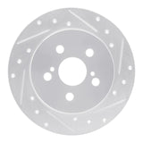 Dynamic Friction 2009-2024 Lexus CT200H Rear Right Drilled & Slotted Silver Brake Rotor by Dynamic Friction Company 631-76083R
