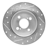 Dynamic Friction 2012-2018 Toyota Yaris (USA/Canada) Rear Right Drilled & Slotted Silver Brake Rotor by Dynamic Friction Company 631-76090R