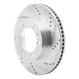 Dynamic Friction 2005-2023 Toyota Tacoma Front Right Drilled &amp; Slotted Silver Brake Rotor by Dynamic Friction Company 631-76128R