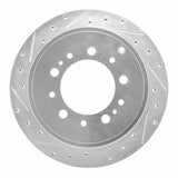Dynamic Friction 2007-2022 Lexus LX570 Rear Left Drilled & Slotted Silver Brake Rotor by Dynamic Friction Company 631-76137L