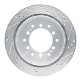 Dynamic Friction 2010-2024 Lexus GX460 Rear Left Drilled & Slotted Silver Brake Rotor by Dynamic Friction Company 631-76143L