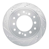 Dynamic Friction 2010-2024 Lexus GX460 Rear Left Drilled & Slotted Silver Brake Rotor by Dynamic Friction Company 631-76143L