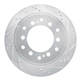Dynamic Friction 2010-2024 Lexus GX460 Rear Right Drilled & Slotted Silver Brake Rotor by Dynamic Friction Company 631-76143R