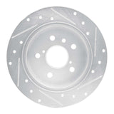 Dynamic Friction 2018-2024 Toyota Camry Rear Left Drilled & Slotted Silver Brake Rotor by Dynamic Friction Company 631-76152L