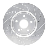Dynamic Friction 2018-2022 Toyota C-HR Front Left Drilled & Slotted Silver Brake Rotor by Dynamic Friction Company 631-76153L