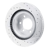 Dynamic Friction 2022-2025 Lexus GX550 Front Left Drilled & Slotted Silver Brake Rotor by Dynamic Friction Company 631-76162L