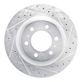 Dynamic Friction 2022-2025 Lexus GX550 Front Right Drilled & Slotted Silver Brake Rotor by Dynamic Friction Company 631-76162R