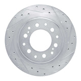Dynamic Friction 2022-2025 Lexus GX550 Rear Right Drilled & Slotted Silver Brake Rotor by Dynamic Friction Company 631-76163R
