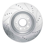 Dynamic Friction 2014-2016 Maserati Ghibli Rear Left Drilled & Slotted Silver Brake Rotor by Dynamic Friction Company 631-79003L