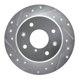 R1 Concepts 1986-1988 Mazda RX-7 Rear Left Drilled & Slotted Silver Brake Rotor
