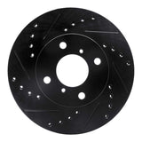 R1 Concepts 99-07 Suzuki Aerio Front Left Drilled & Slotted Black Brake Rotor