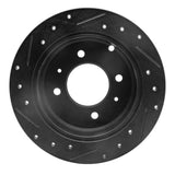 R1 Concepts 99-06 Hyundai Sonata Rear Right Drilled & Slotted Black Brake Rotor