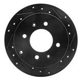 R1 Concepts 99-06 Hyundai Sonata Rear Right Drilled & Slotted Black Brake Rotor