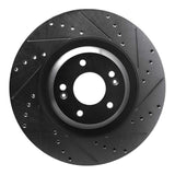 R1 Concepts -22 Hyundai Veloster N Front Right Drilled & Slotted Black Brake Rotor